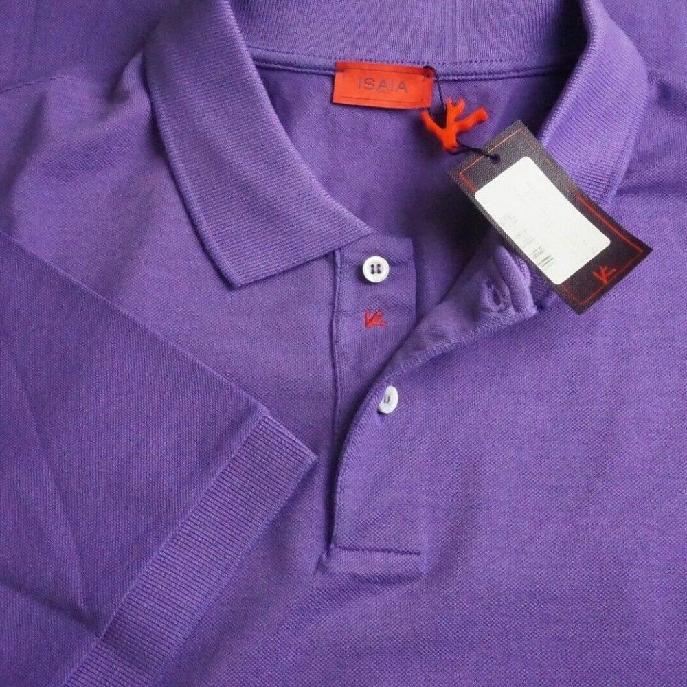 Isaia Napoli Polo Jersey Purple Short Sleeve Cotton Polo Shirt S BRAND NEW